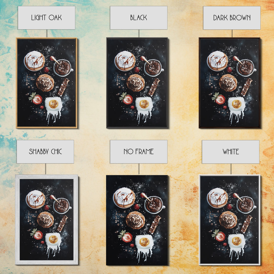 Desserts Wall Art, Kitchen Decor, Bakery Wall Art, Bakery Painting, Wood Framed Canvas Print, Painting of Cupcakes and Coffee