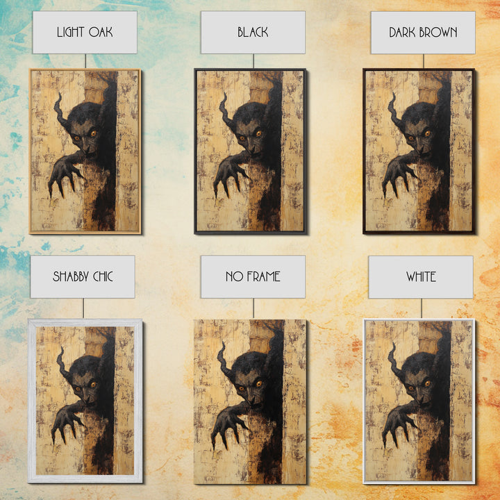 Demon Painting Print, Dark Macabre Wall Art, Original Satyr Painting, Witchy Decor, Wall Art For Witches, Witch Familiar Painting