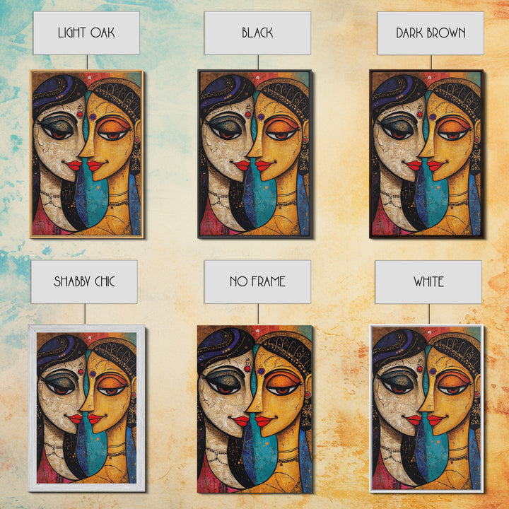 Abstract Madhubani Style Wall Art, Framed Canvas Print, Madhubani Painting, Madhubani Art