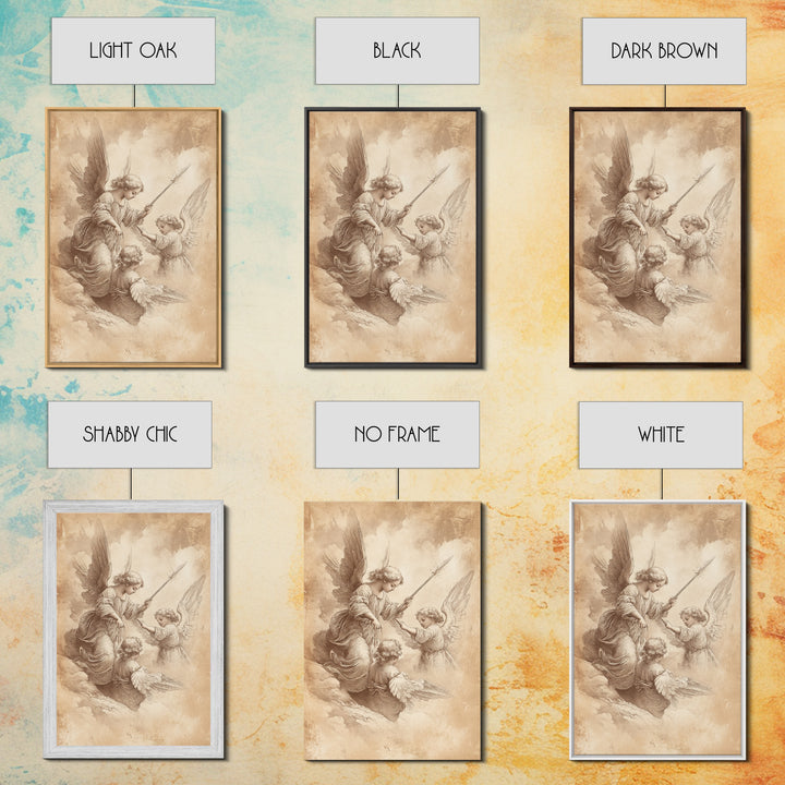 Angelic Painting Print, Framed Canvas Print, Angelic Wall Art, Abstract Angel Artwork, Personalized Gifts, Guardian Angels