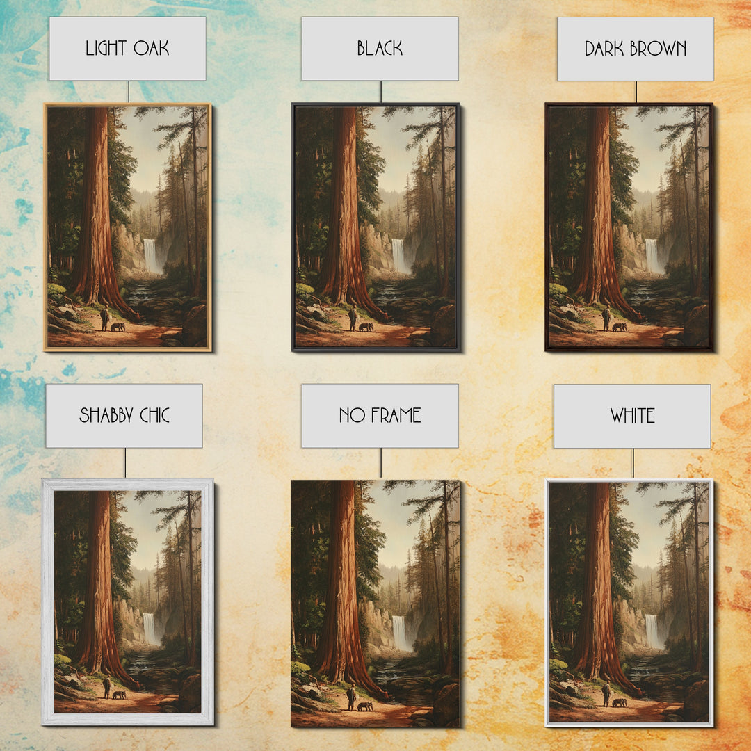 California Wall Art Framed Canvas Print, Redwood Trees, Fantasy Decor