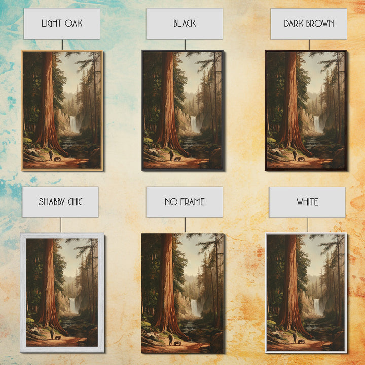 California Wall Art Framed Canvas Print, Redwood Trees, Fantasy Decor