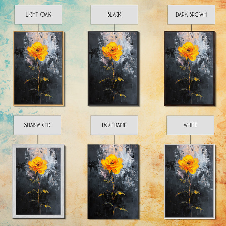 Abstract Painting Print of a Yellow Rose, Framed Canvas, Wood Framed Art, Modern Farmhouse Decor, Rose Painting, Rose Art