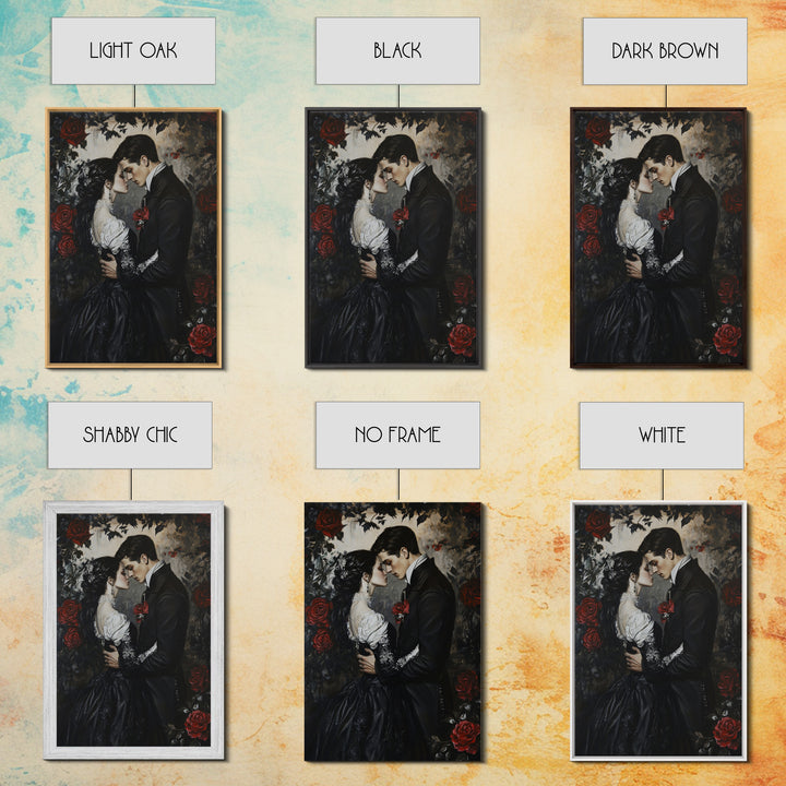 Dark Romance Painting Print, Victorian Gothic Wall Art, Halloween Decor, Gift Idea For Goth Couples, Goth Decor, Goth Wall Art, Dark Academia