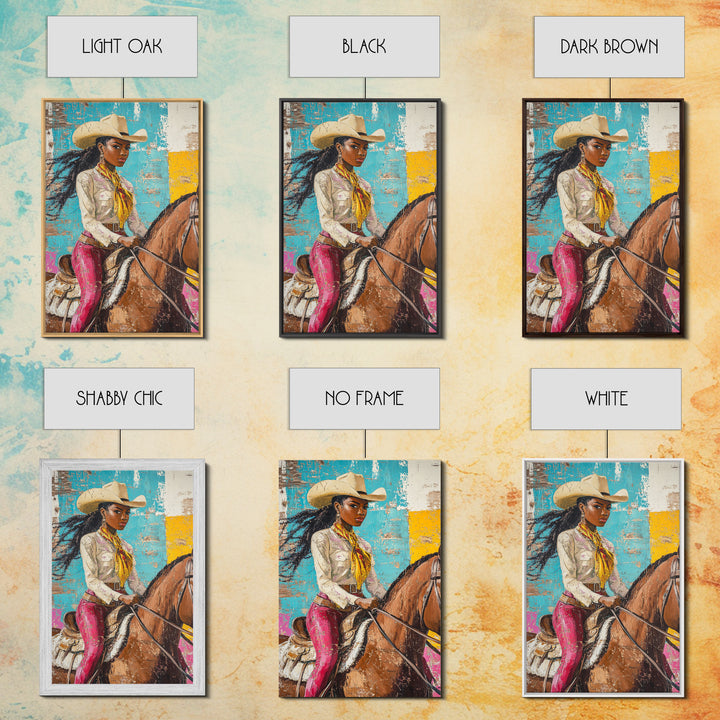 Black Cowgirl Painting Print, Rustic Modern Farmhouse, Afrocentric Wall Art, Southwestern Home Decor