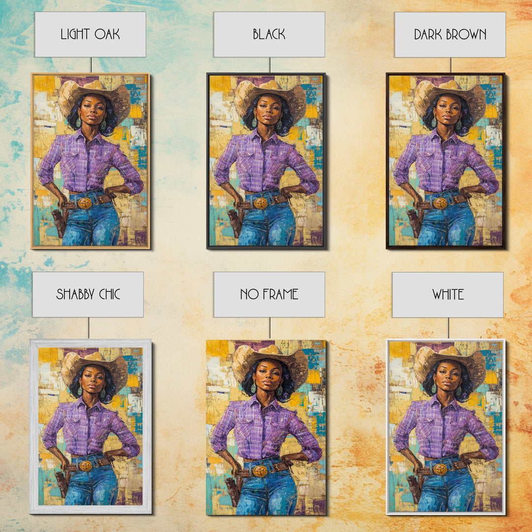 Black Cowgirl Painting Print, Rustic Modern Farmhouse, Afrocentric Wall Art, Southwestern Home Decor, African American Art