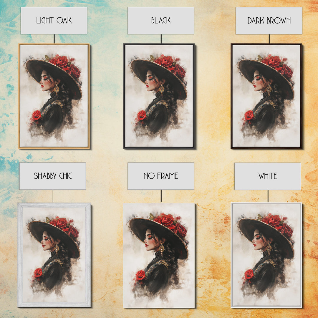 Mexicano Wall Art Framed Canvas Print, Female Matador, Chicano Wall Art, Chicano Painting