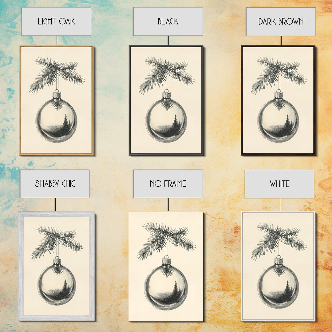 Christmas Tree Ornament Canvas Print, Retro Home Decor, Boho Christmas