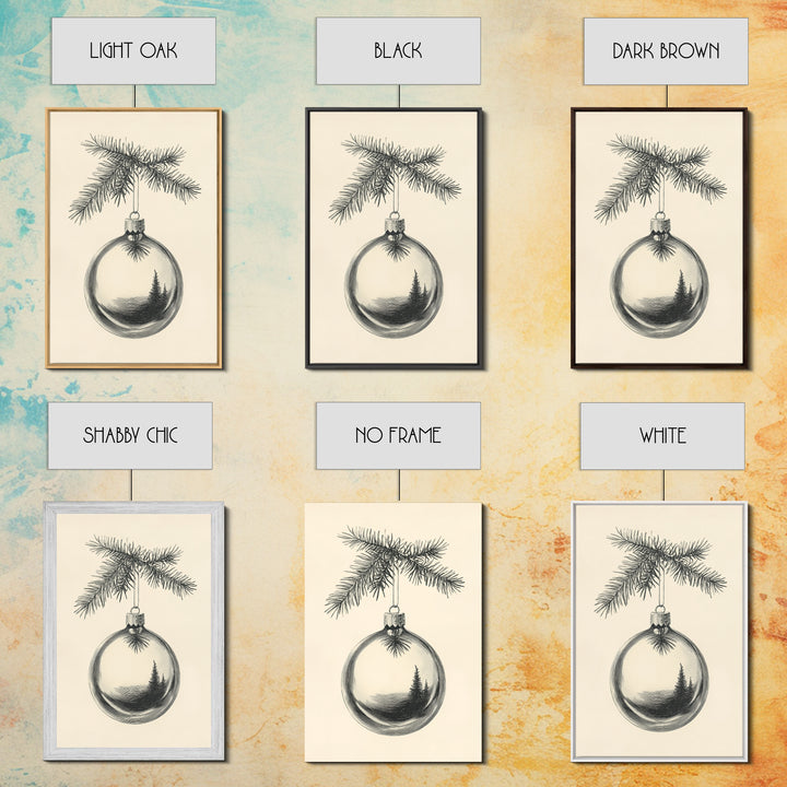 Christmas Tree Ornament Canvas Print, Retro Home Decor, Boho Christmas