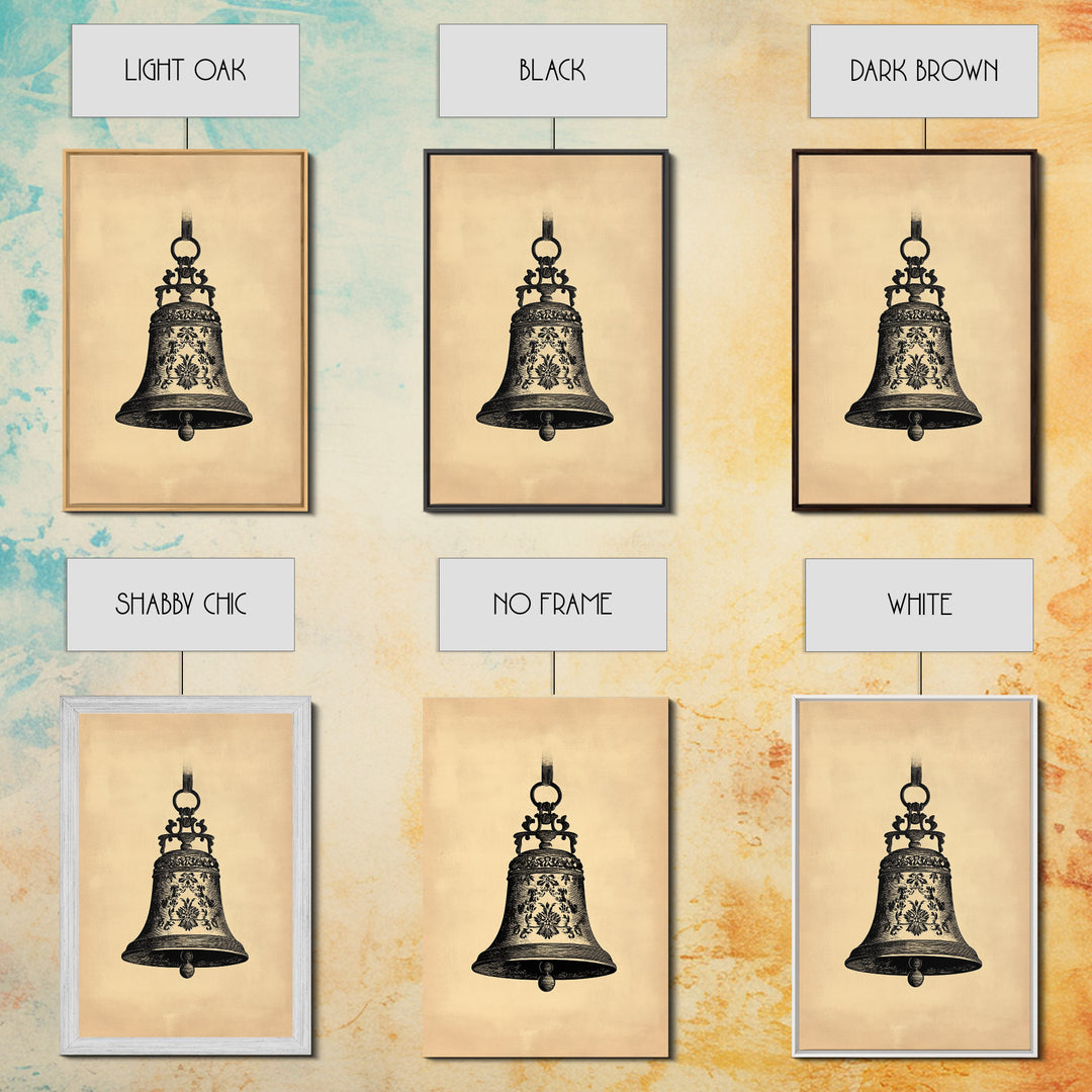 Christmas Bell Painting Print - Wood Framed Wall Art - Christmas Decor - Boho Christmas - Minimalist Christmas