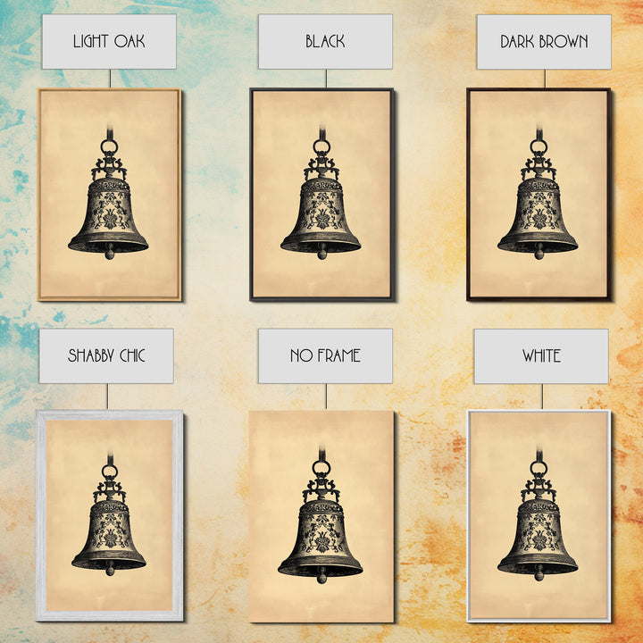 Christmas Bell Painting Print - Wood Framed Wall Art - Christmas Decor - Boho Christmas - Minimalist Christmas