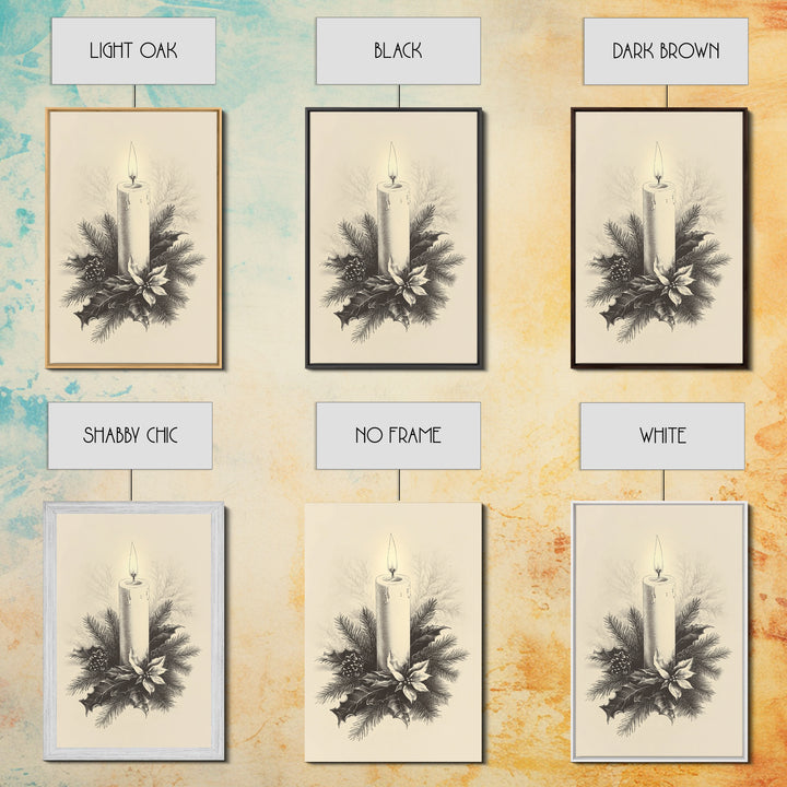 Boho Christmas Candle Canvas Print - Framed Canvas - Minimalist Christmas Art - Boho Christmas Art - Rustic Christmas Art