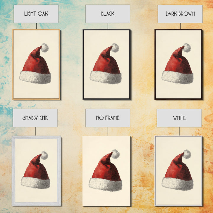 Painting of Santa's Hat Canvas Print - Framed Canvas - Minimalist Christmas Art - Boho Christmas Art - Rustic Christmas Art