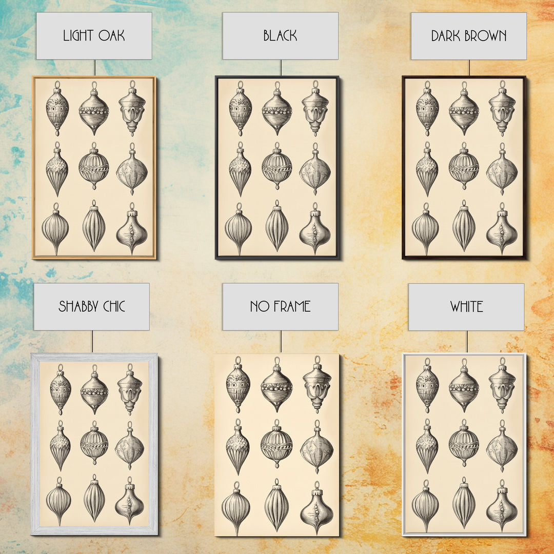 Christmas Ornaments Canvas Print - Framed Canvas - Minimalist Christmas Art - Boho Christmas Art - Rustic Christmas Art