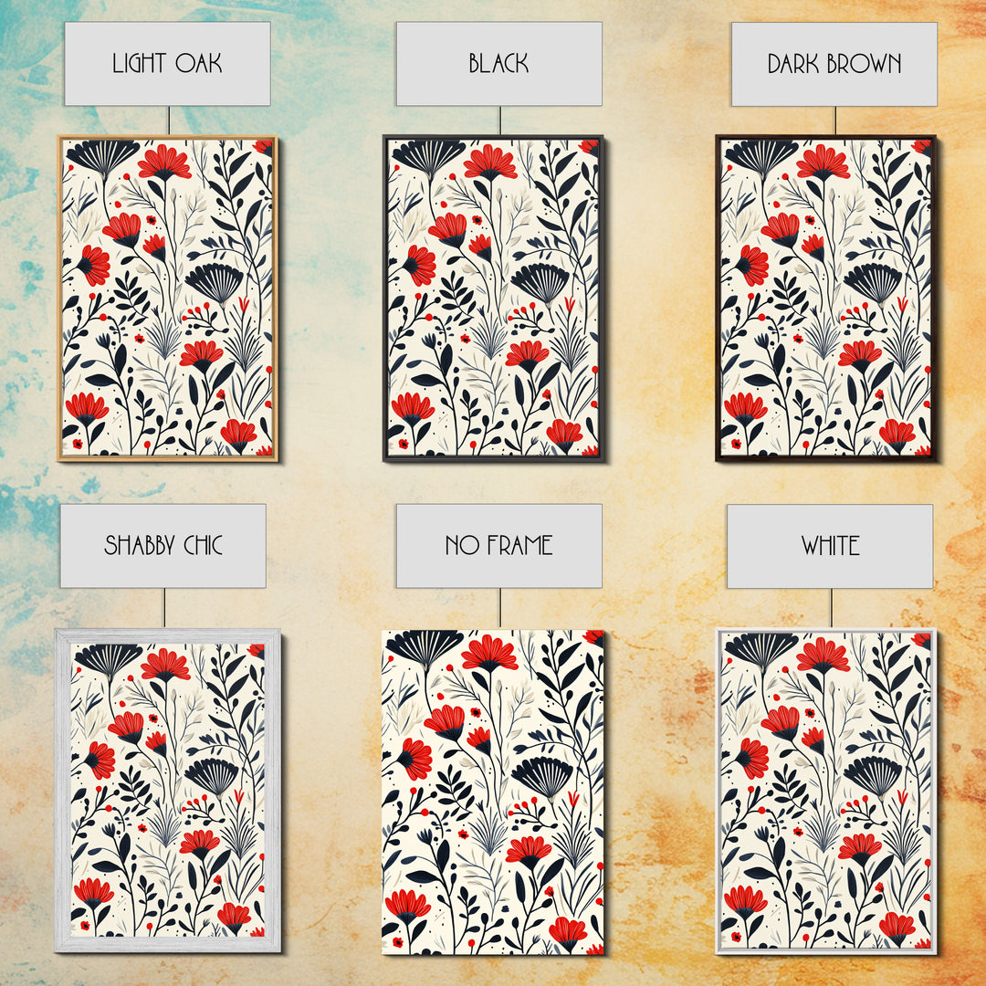 Botanical / Floral Print Wall Art Framed Canvas Print Midcentury Modern Wall Art Home Decor Boho Minimalist Ready To Hang Large Art