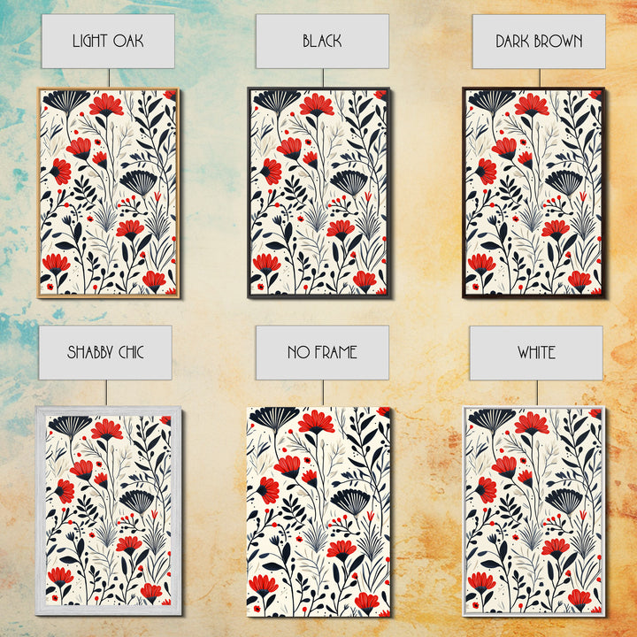 Botanical / Floral Print Wall Art Framed Canvas Print Midcentury Modern Wall Art Home Decor Boho Minimalist Ready To Hang Large Art