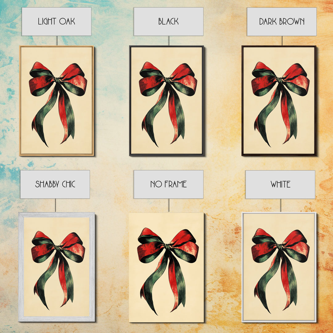 Christmas Bow Canvas Print - Framed Canvas - Minimalist Christmas Art - Boho Christmas Art - Rustic Christmas Art
