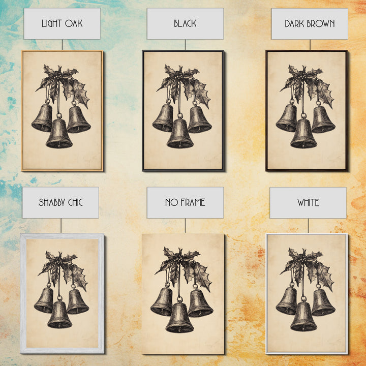 Christmas Bells Canvas Print - Framed Canvas - Minimalist Christmas Art - Boho Christmas Art - Rustic Christmas Art