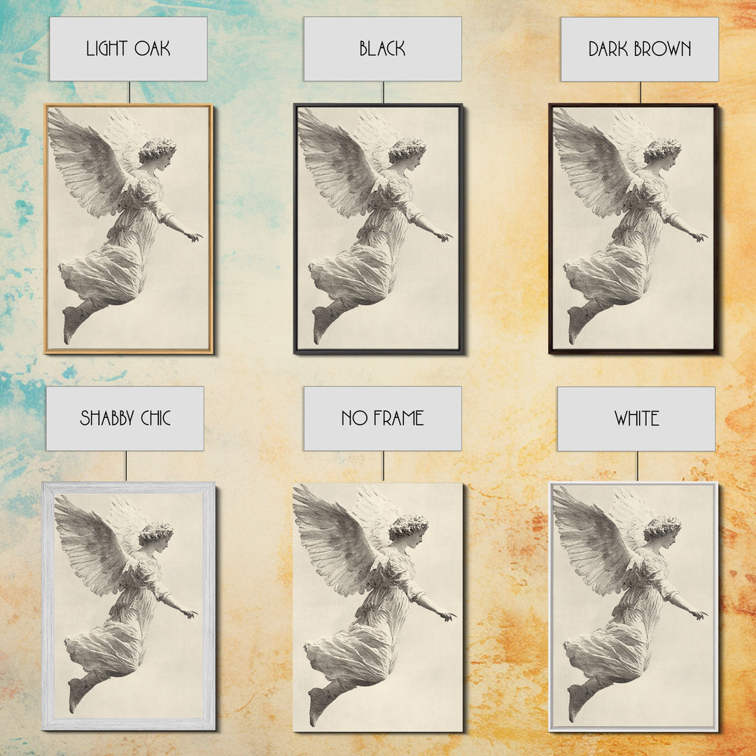 Christmas Angel Canvas Print - Framed Canvas - Minimalist Christmas Art - Boho Christmas Art - Rustic Christmas Art