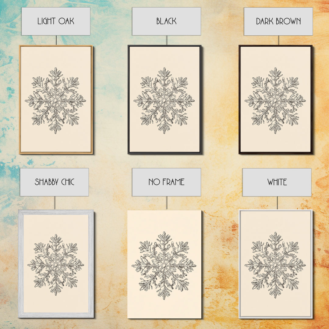 Sketch of a Snowflake Canvas Print - Framed Canvas - Minimalist Christmas Art - Boho Christmas Art - Rustic Christmas Art
