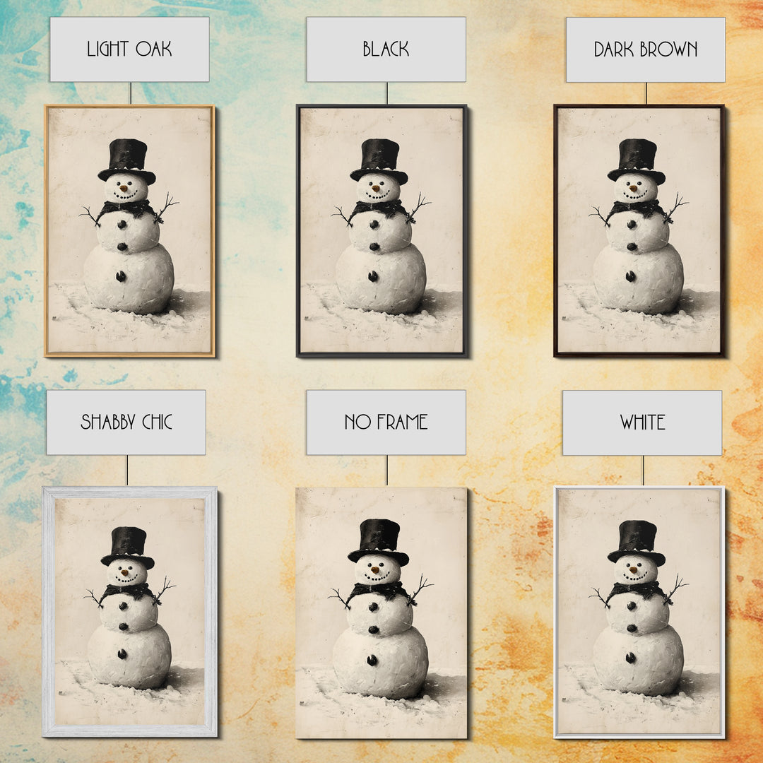 Christmas Snowman Sketch Canvas Print - Framed Canvas - Minimalist Christmas Art - Boho Christmas Art - Rustic Christmas Art