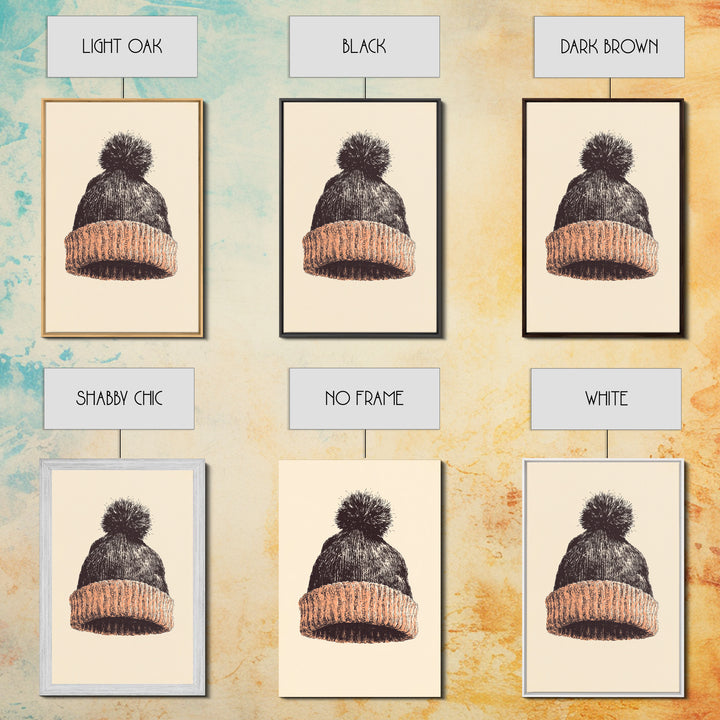 Christmas Beanie Hat Canvas Print - Framed Canvas - Minimalist Christmas Art - Boho Christmas Art - Rustic Christmas Art