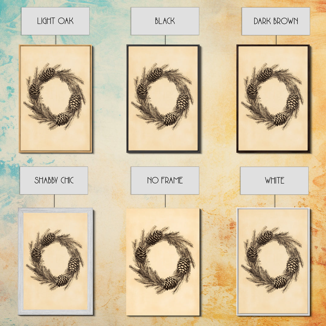 Christmas Wreath Canvas Print - Framed Canvas - Minimalist Christmas Art - Boho Christmas Art - Rustic Christmas Art