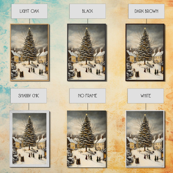 Christmas Village Wall Art Canvas Print | Christmas Village Painting | Winter Home Decor | Winter Art