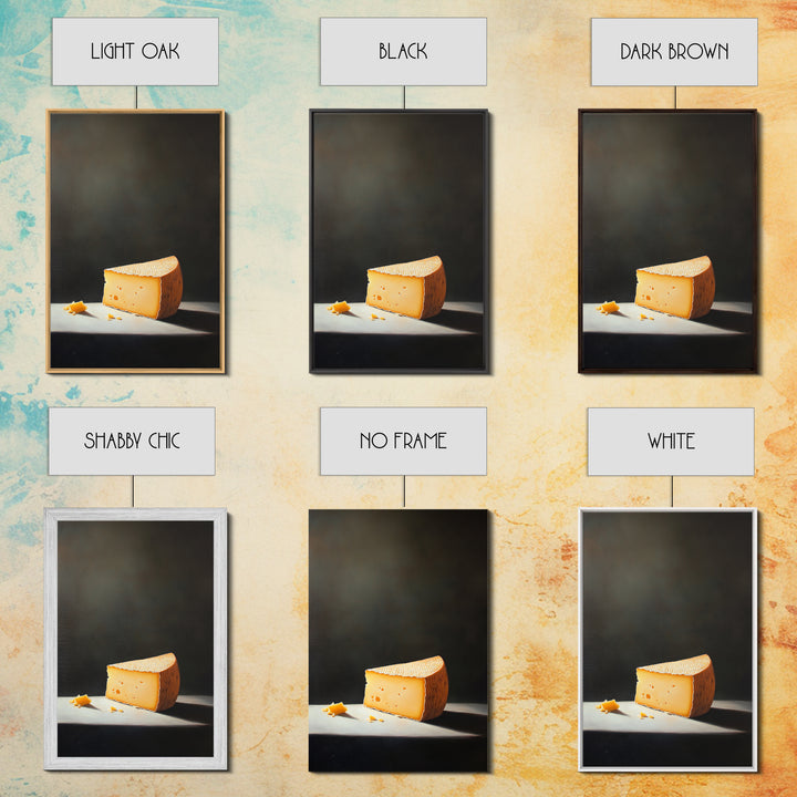 Cheese Art - Kitchen Wall Art - Framed Canvas Print - Kitchen Decor - Rustic Kitchen, Farmhouse Kitchen Wall Art - Cheese Oil Painting