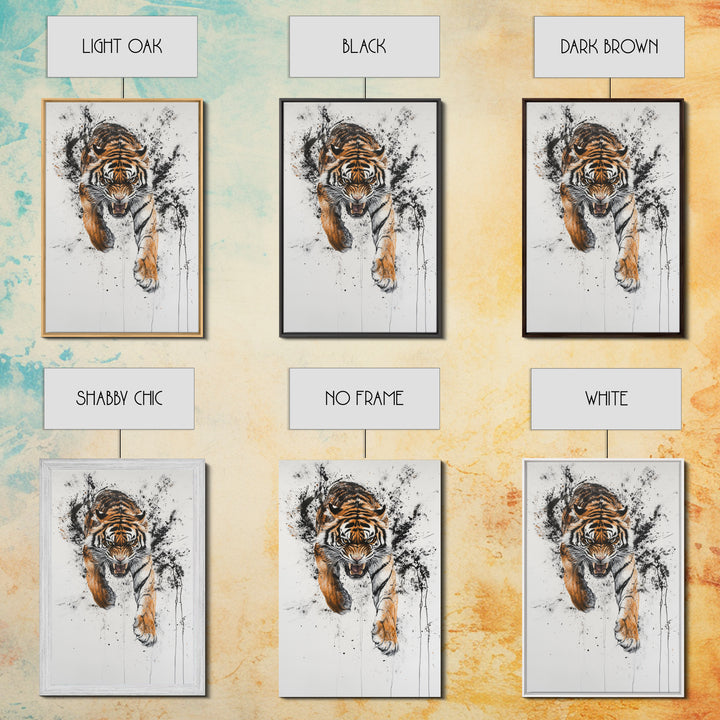 Animal Prints - Tiger Roar - Framed Canvas Print - Tiger Art - Tiger Decor -Gift For Him - Tiger Painting