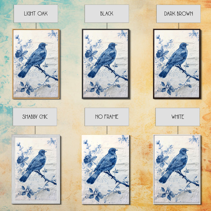 Chinoiserie Style Painting Print Of a Bird, Framed Canvas Print, Chinoiserie Wall Art