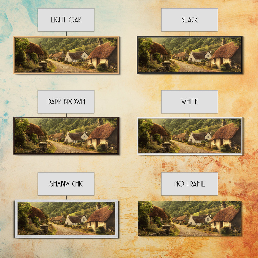 Cute Irish Village Framed Canvas Print, Ireland Painting Print, Ireland Wall Art, Irish Home Decor, Irish Painting, Panoramic Print