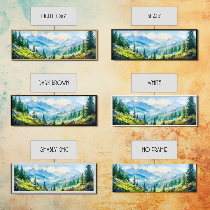 Vintage Mountain Art Canvas Print | Mountain Oil Painting | Extra Large Vintage Wall Art | Panoramic Wall Art Print | Vintage Mountain Scene