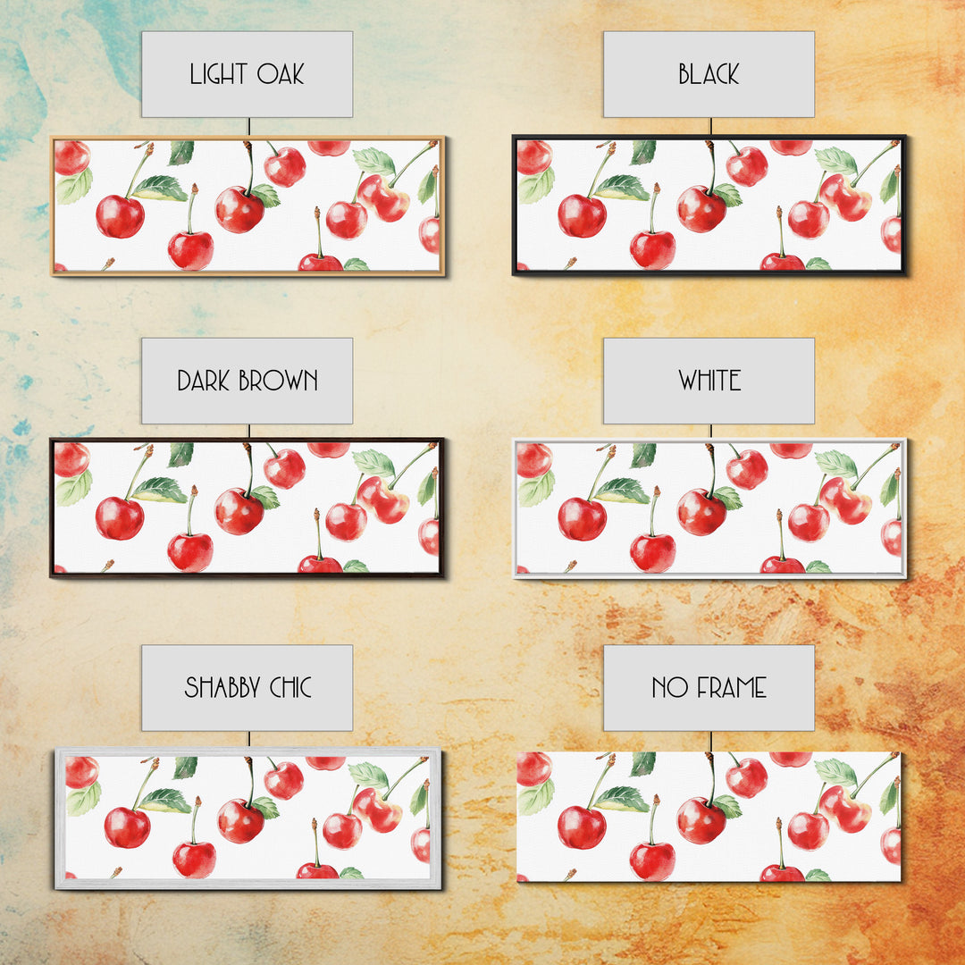 Chery Wall Art Canvas Print - Horizontal Extra Wide Wall Art - Panoramic Kitchen Decor - Kitchen Painting - Cherry Painting - Cherry Decor
