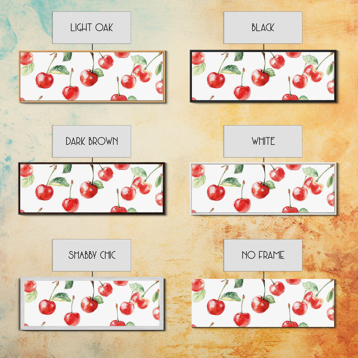 Chery Wall Art Canvas Print - Horizontal Extra Wide Wall Art - Panoramic Kitchen Decor - Kitchen Painting - Cherry Painting - Cherry Decor