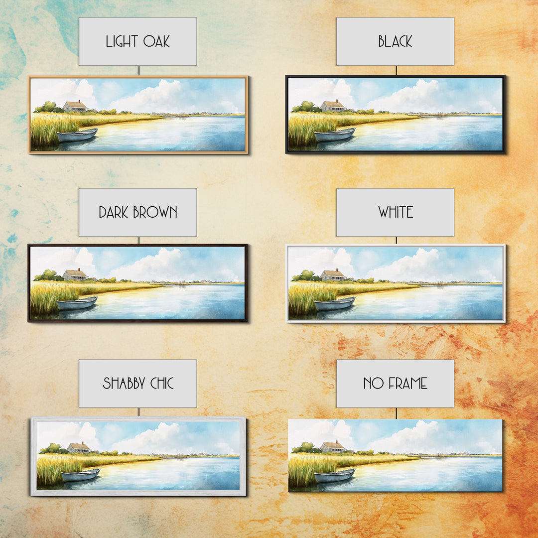 Beautiful Sescape Landscape Painting Print - Panoramic Wall Art - Nautical Landscape Painting, Beach House Art, Lake House Art