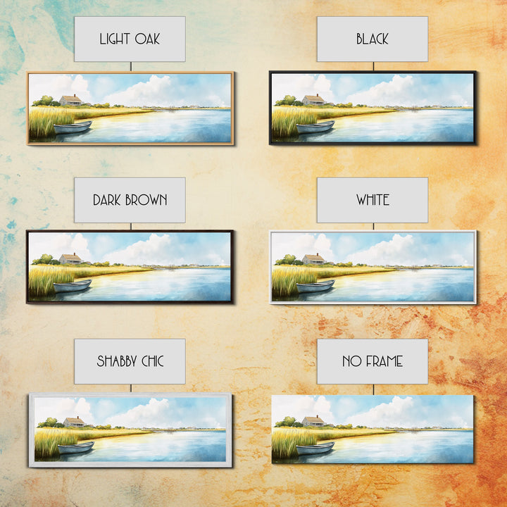 Beautiful Sescape Landscape Painting Print - Panoramic Wall Art - Nautical Landscape Painting, Beach House Art, Lake House Art