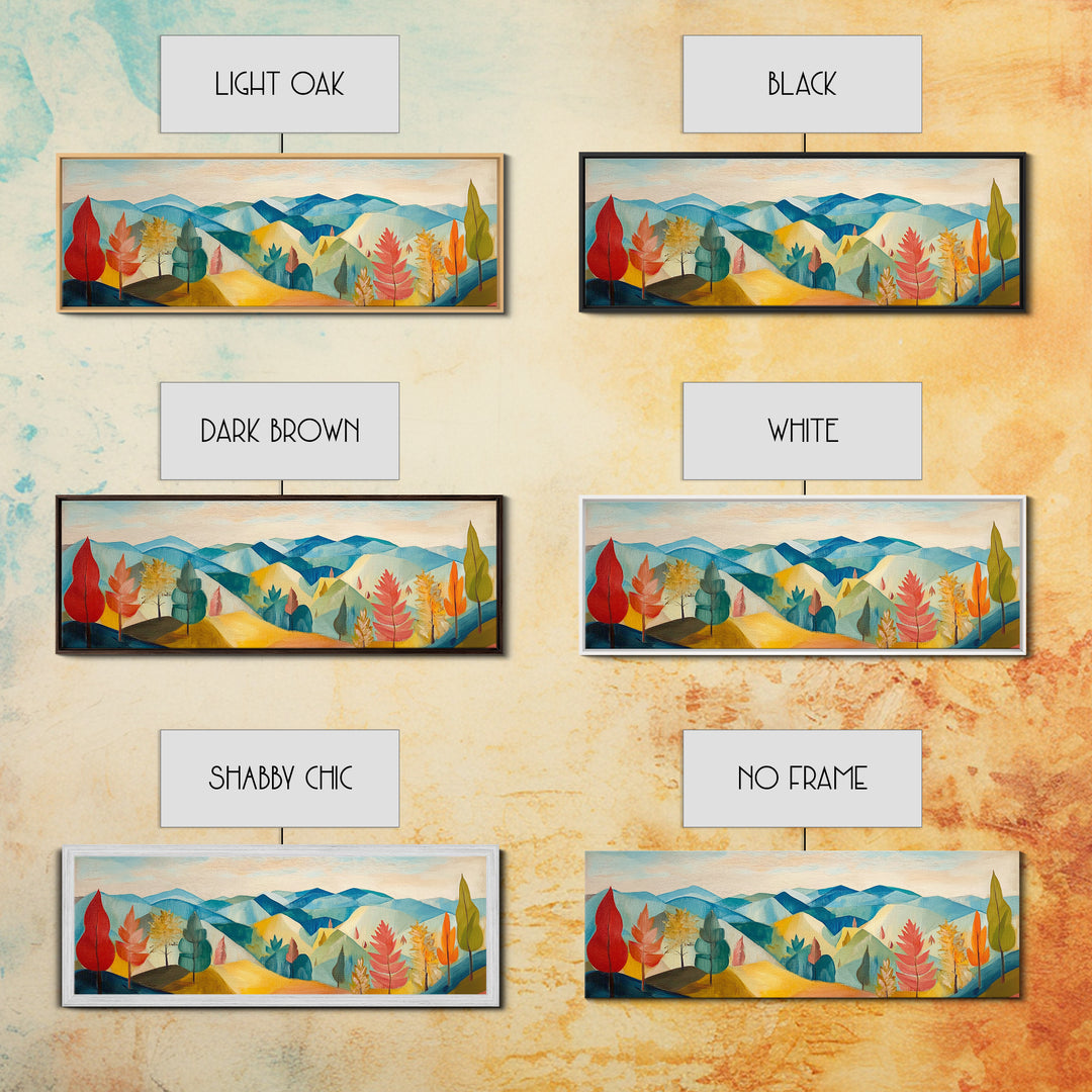 Abstract Fall Panoramic Landscape Painting Print, Framed Wall Art, Canvas Print, Living Room Art, Horizontal Wall Art, Fall Centerpiece