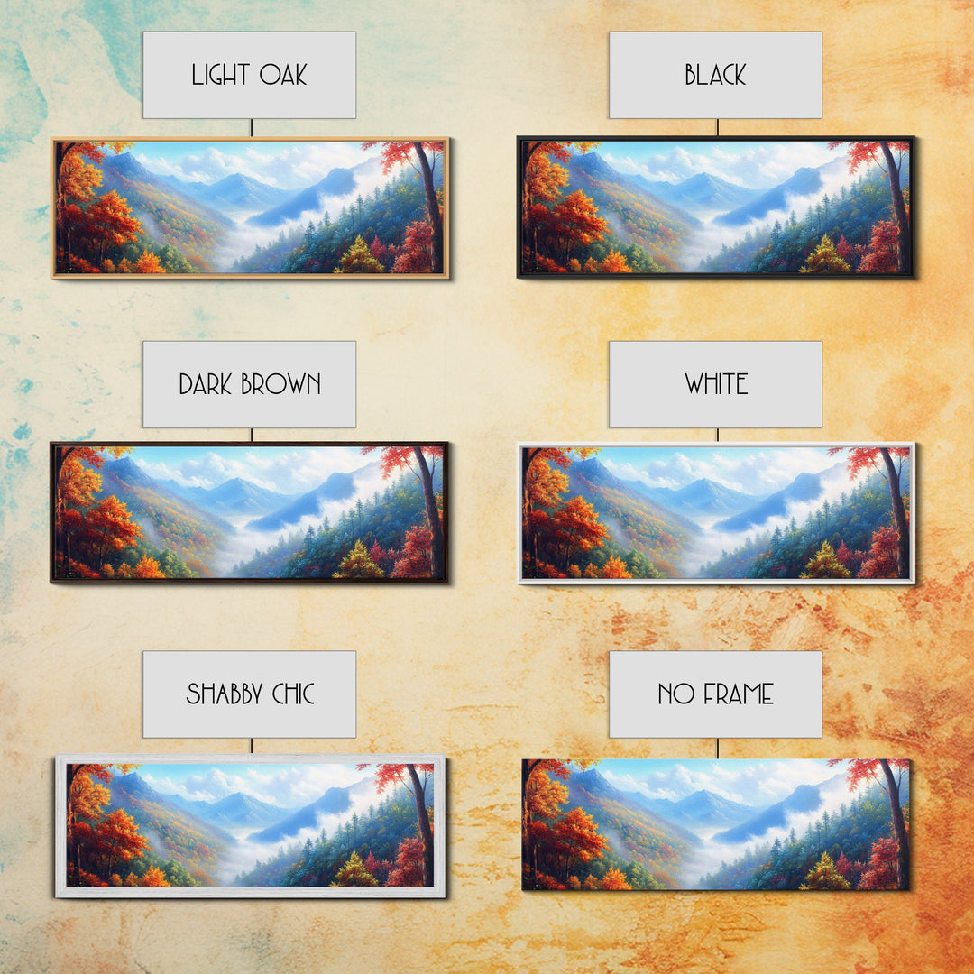 River Forest Landscape Wall Art on Canvas, Panoramic Smoky Mountains Canvas Wall Art, Framed or Unframed, Ready To Ship Horizontal Art