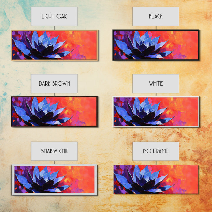 Blue Agave Plant Art Print Canvas Art Mexican Wall Art, Mexican Print, Chicano Art, Panoramic Botanical Wall Art, Colorful Desert Wall Art