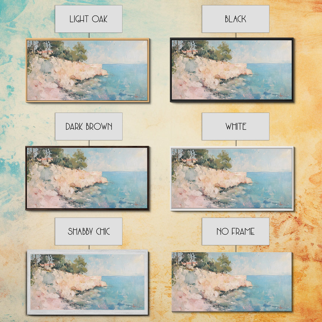 Cliffs Of Moher Oil Painting Print, Boho Whimsical Nautical Landscape Painting Print, Seascapes Wall Art, Kitsch Decor, Eclectic Art