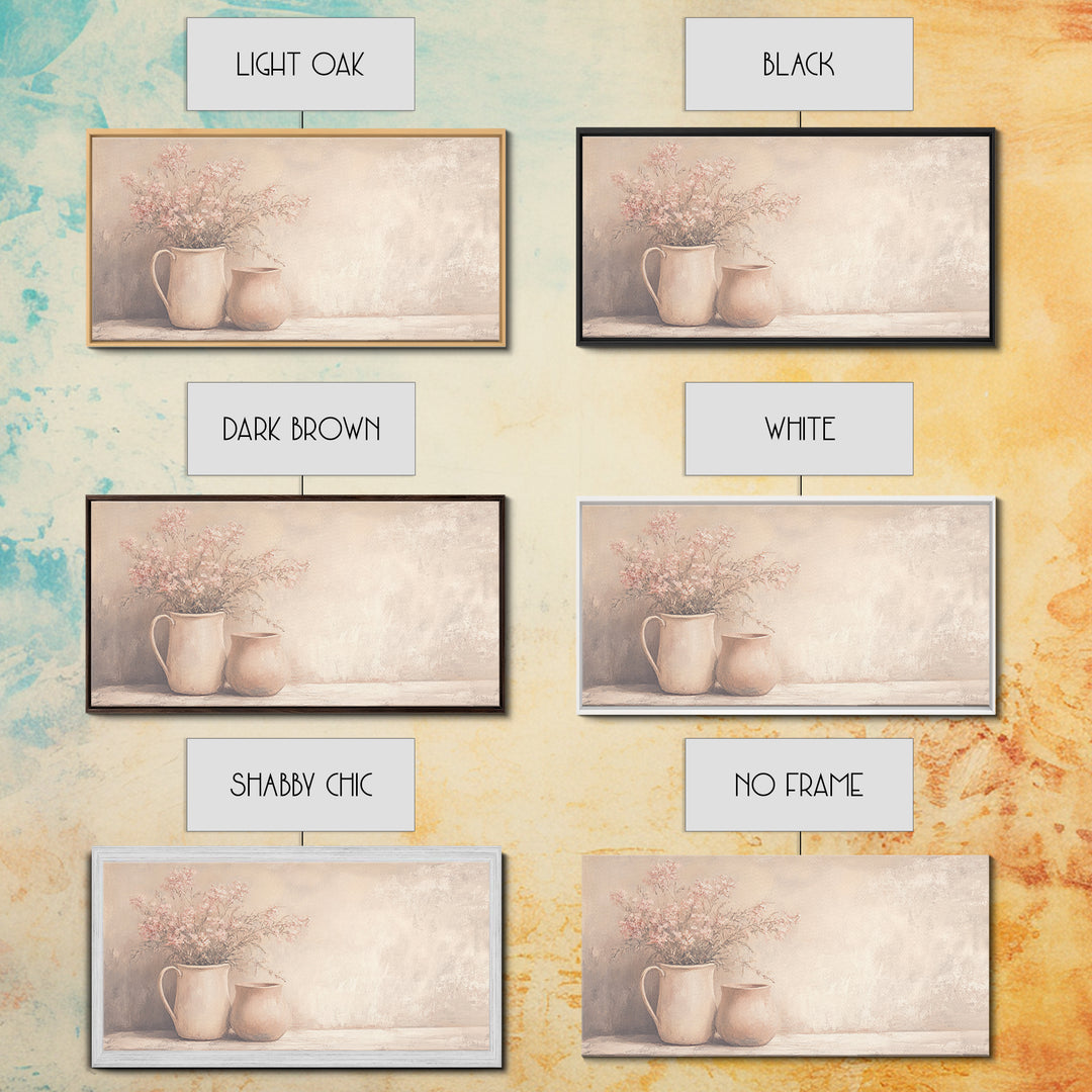 Beautiful Still Life Oil Painting Canvas Print, Boho Wall Art, Kitsch Home Decor, Kitchen Wall Art, Painting of Flower Pots