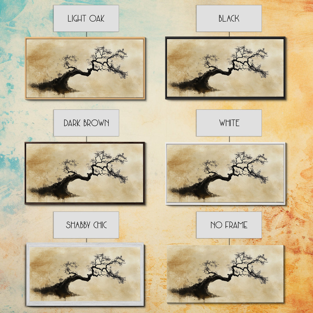 Bonzai Abstract Wall Art Framed Canvas Print, Wabi Sabi Art, Wabi Sabi Decor, Boho Home Decor, Botanical Prints