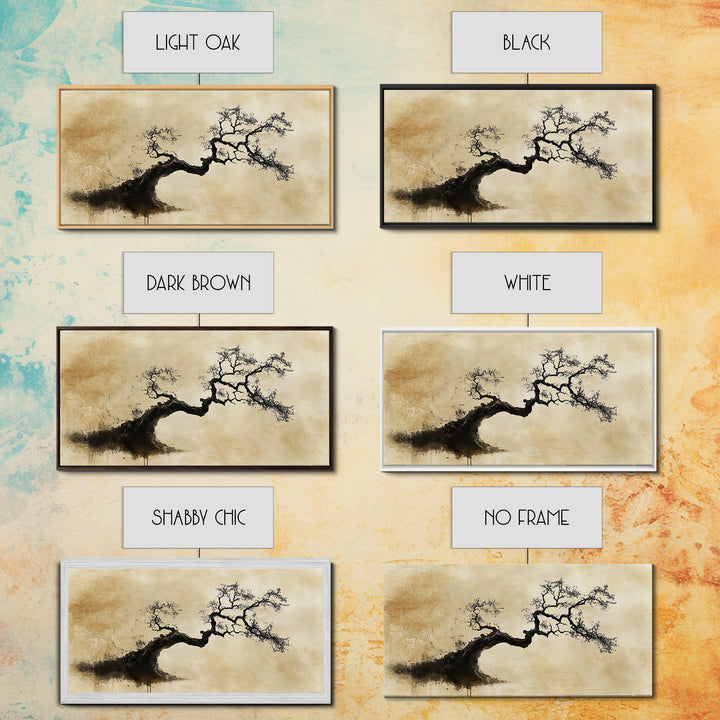 Bonzai Abstract Wall Art Framed Canvas Print, Wabi Sabi Art, Wabi Sabi Decor, Boho Home Decor, Botanical Prints