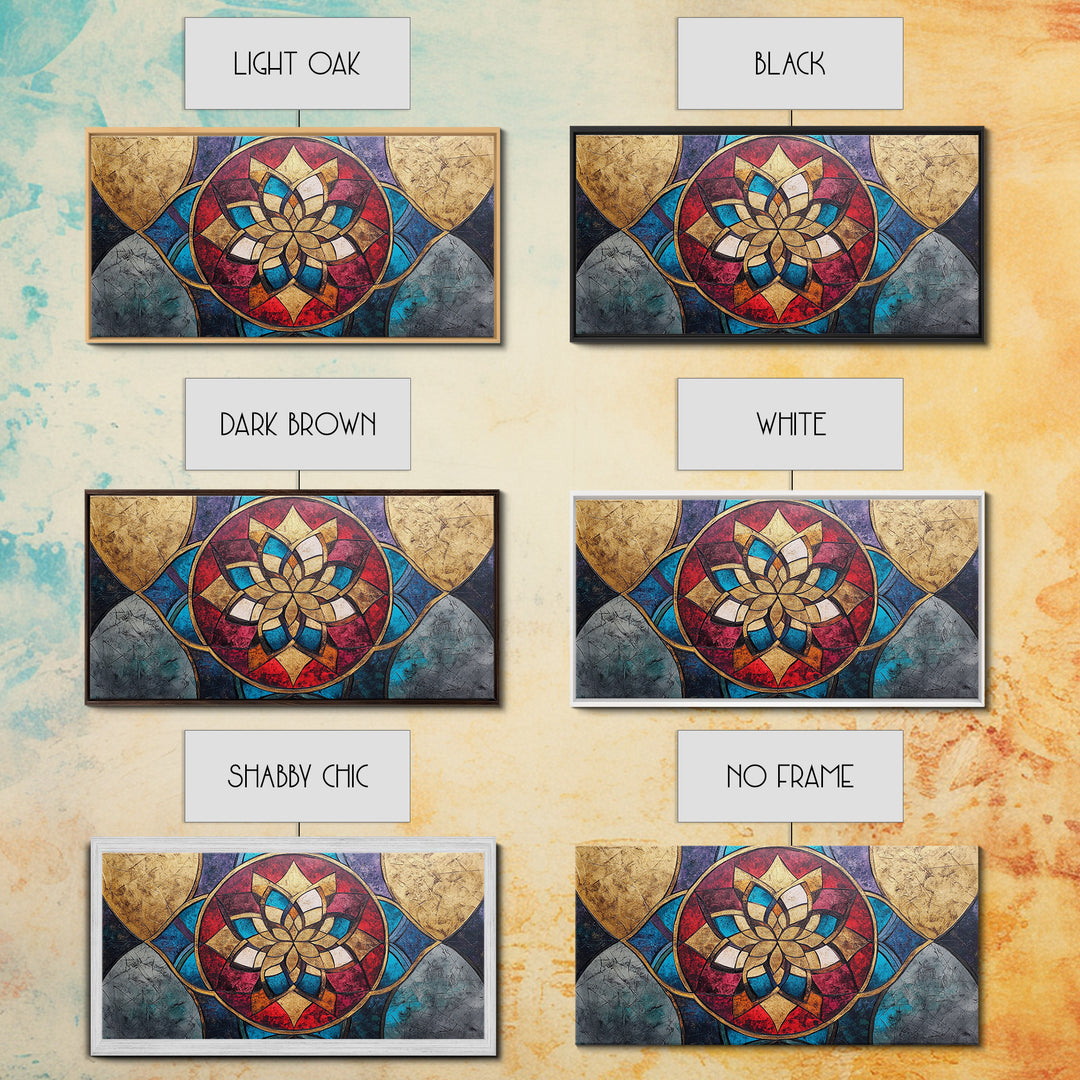 Abstract Textile Pattern Framed Canvas Print, Retro Wall Art, Scenic Decor, Statement Piece, Accent Piece Wall Art, Above Mantle Art