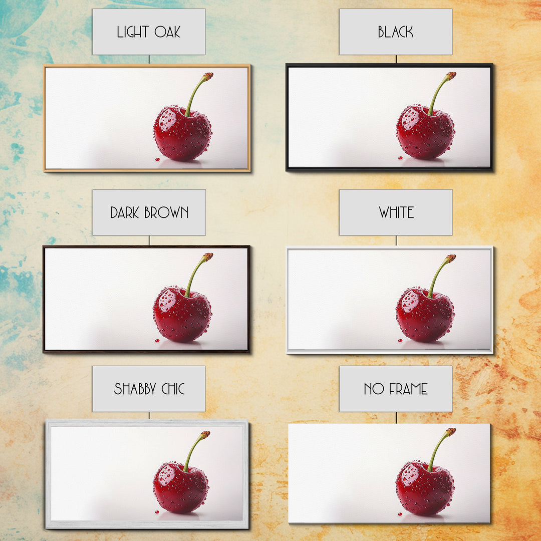 Cherry Wall Art Canvas Print, Cherry Photography Style Art, Cherry Photo Art, Kitchen Art, Kitchen Painting, Modern Art For Kitchen