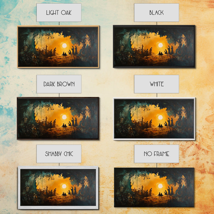 Christmas Nativity Painting on Canvas, Christmas Wall Art, Rustic Christmas Farmhouse Decor, Nativity Oil Painting, Christmas Decor