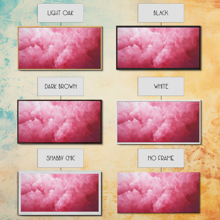 Pink Clouds - Framed Canvas Print - Wood Framed Wall Art - Preppy Decor - Preppy Dorm Room Wall Art - Abstract Pink Wall Art