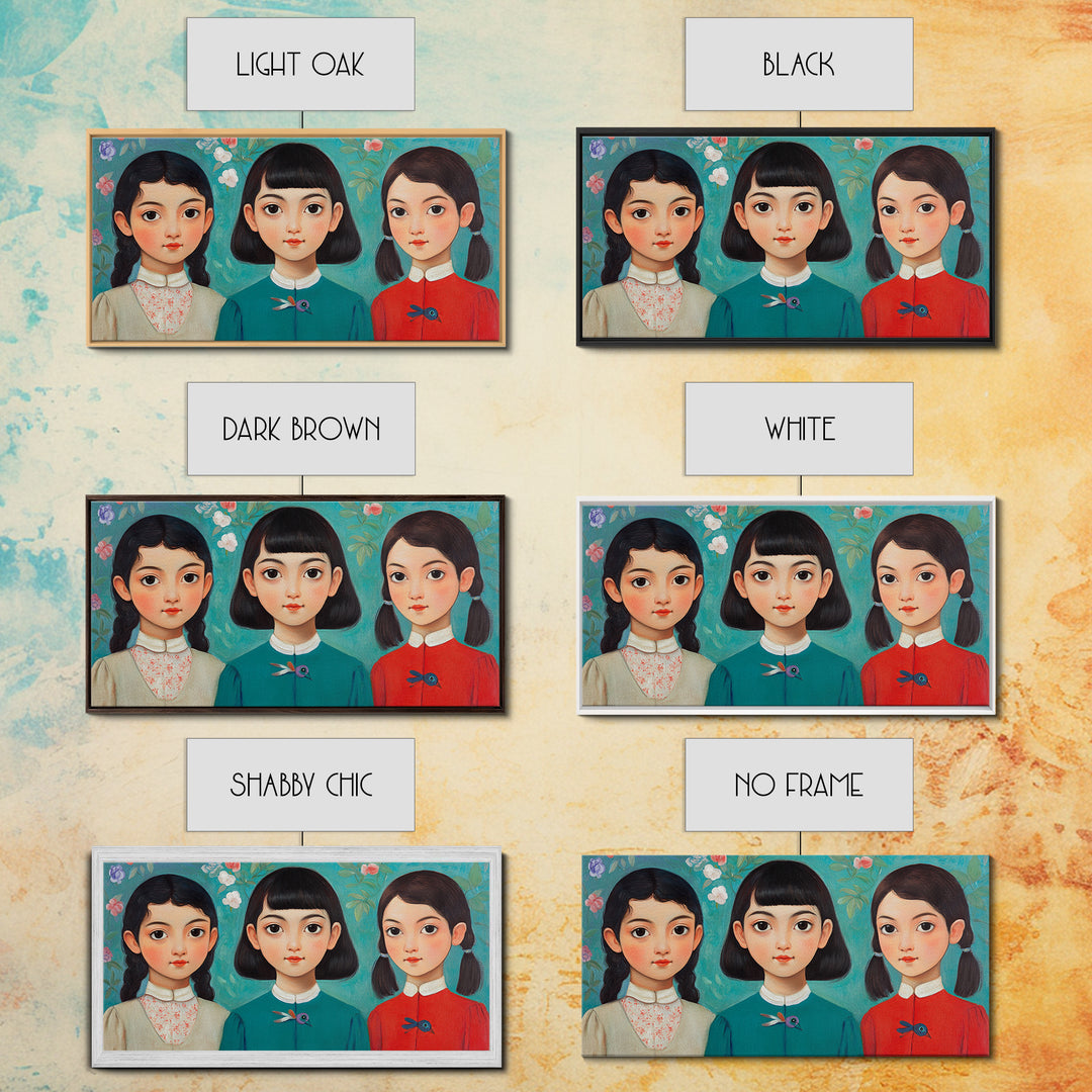 Creepy Wall Art Framed Canvas Print, Liminal Art, Liminal Spaces, Creepy Ghost Girls Painting