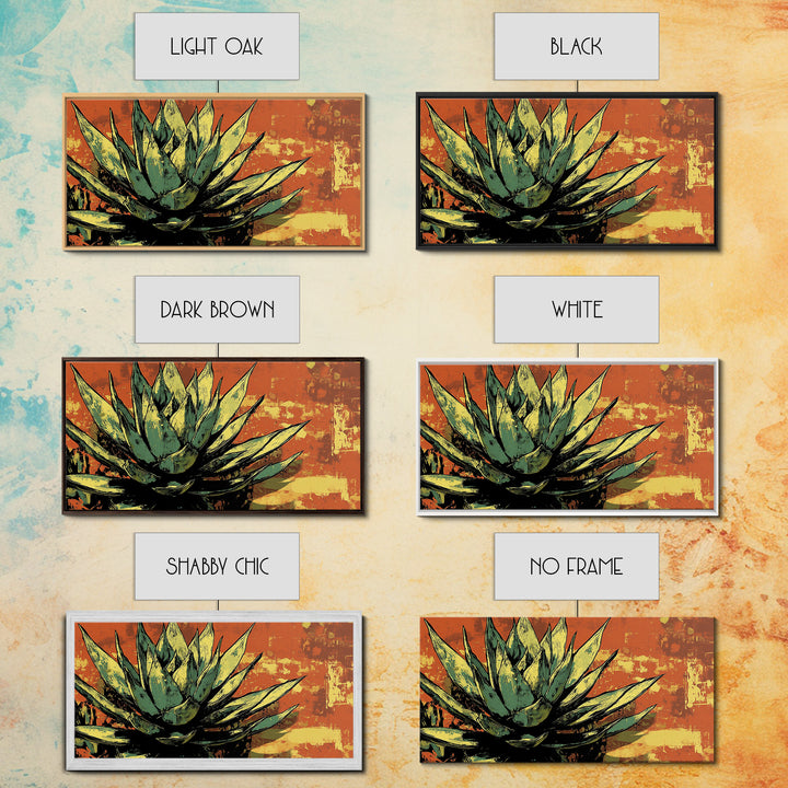 Blue Agave Pueblo Art Framed Canvas Print - Art of Arizona - Mexicano Home Decor - Chicano Art - Agave Painting - Bar Decor - Living Room Art